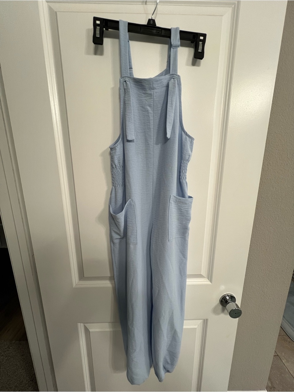 BKE Light Blue Kids' Cotton-Blend Jogger Romper